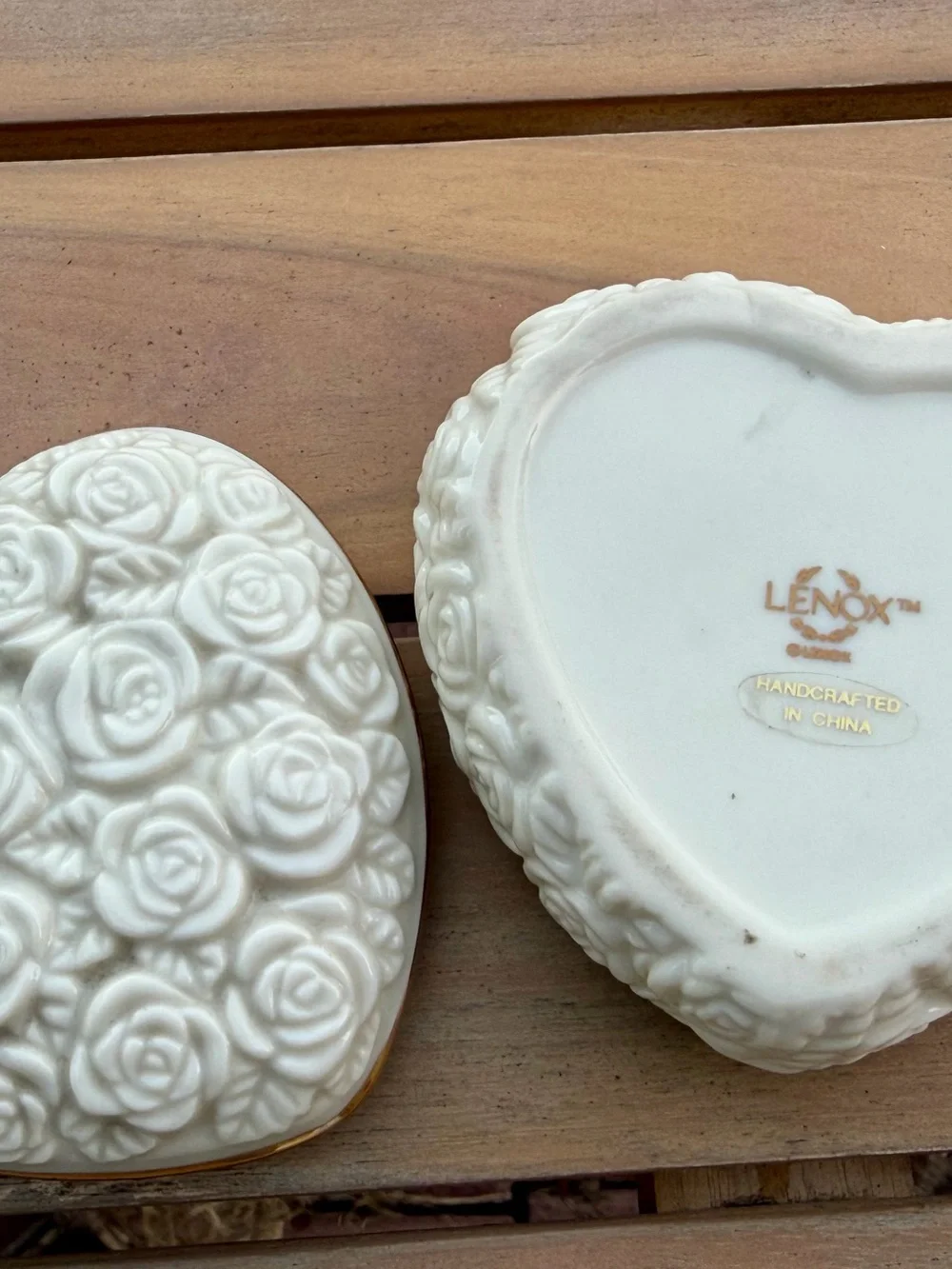Lenox Cream Heart Jewelry Box with Gold Trim